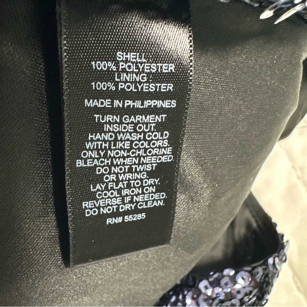 Express Blue Deep V-Neck Surplice Sequin Party Mini Dress - Picture 11 of 16